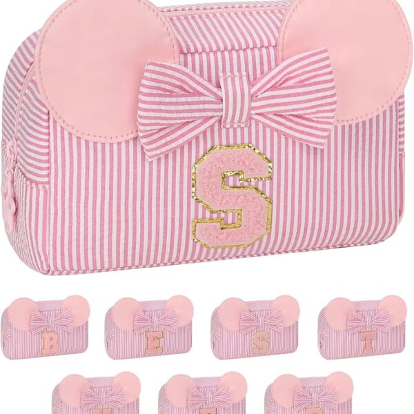 Initial Makeup Bag, Cute Makeup Bag Small Cosmetic Bag for Girls