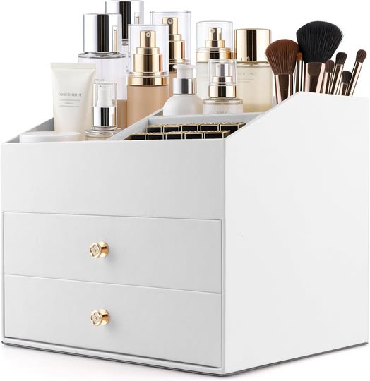 PU Leather Makeup Organizer with Drawers
