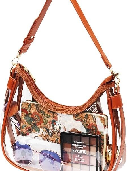 Clear Stadium-Approved Shoulder Bag with Crossbody & Mini Clutch