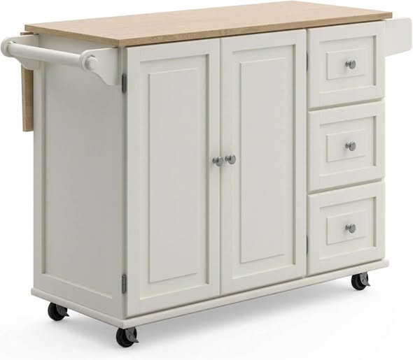 Mobile Kitchen Island Cart with Drop Leaf Breakfast Bar