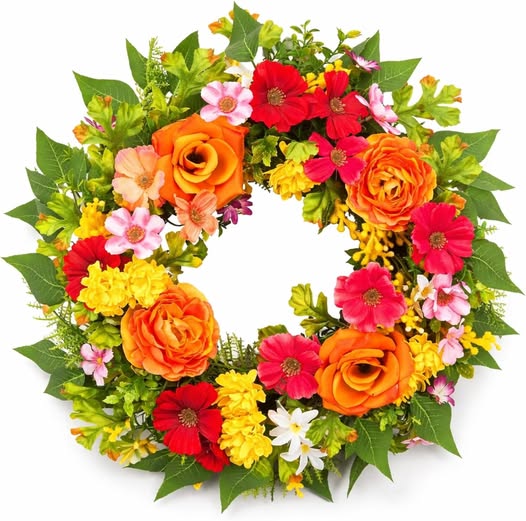 20-Inch Spring Flower Wreath with Greenery