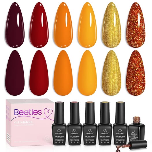 6-Color Gold Glitter Gel Nail Polish Set