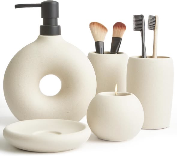 5-Piece Ceramic Bathroom Accessory Set