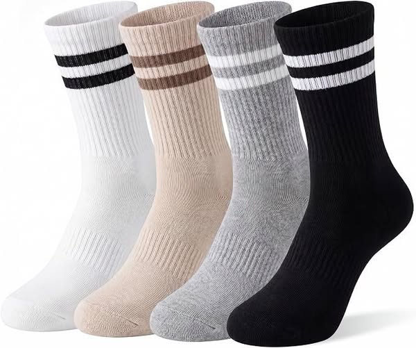 Women's Striped Crew Socks, 4 Pairs