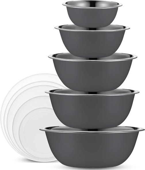 10-Piece Stainless Steel Mixing Bowl Set with Lids