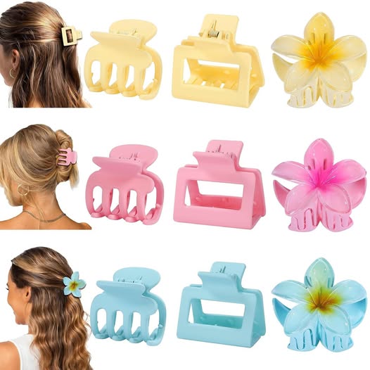 9-Pack Flower Hair Claw Clips