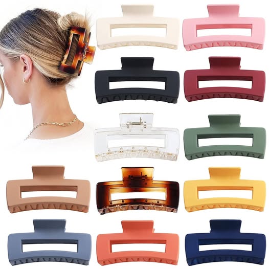 12-Pack Large Square Hair Jaw Clips