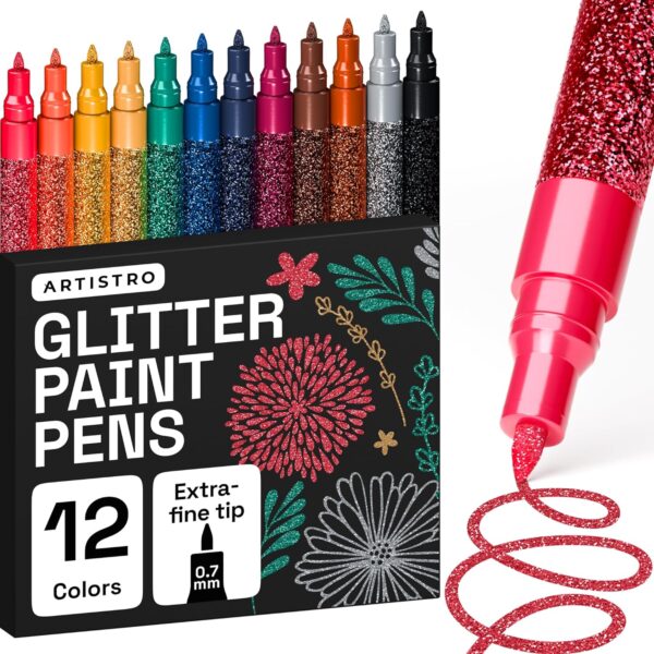 Amazon 50% off 12 Glitter Paint Pens for Glass Marking