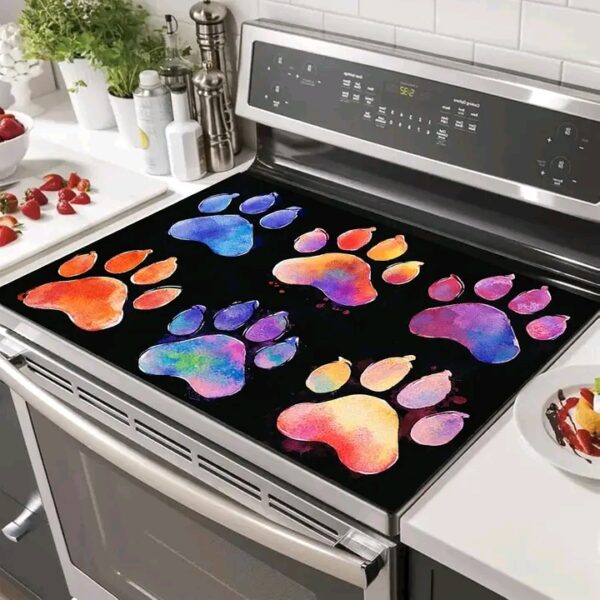 Colorful Paw Print Heat Resistant Mat