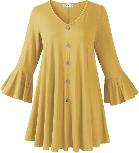 Women's Plus Size 3/4-Sleeve V-Neck Tunic Top