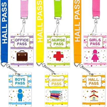 Hall Pass Lanyards with Breakaway Strap for Classroom Teachers and Students