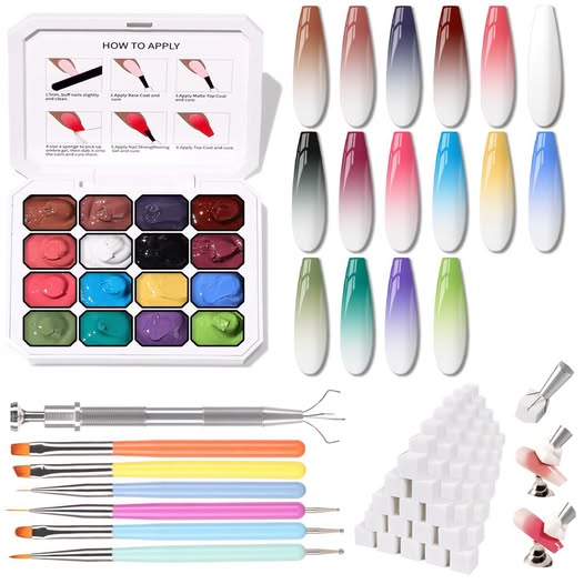 16-Color Ombre Gel Nail Polish Kit