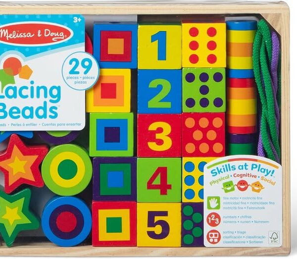 Melissa & Doug Deluxe Wooden Lacing Beads