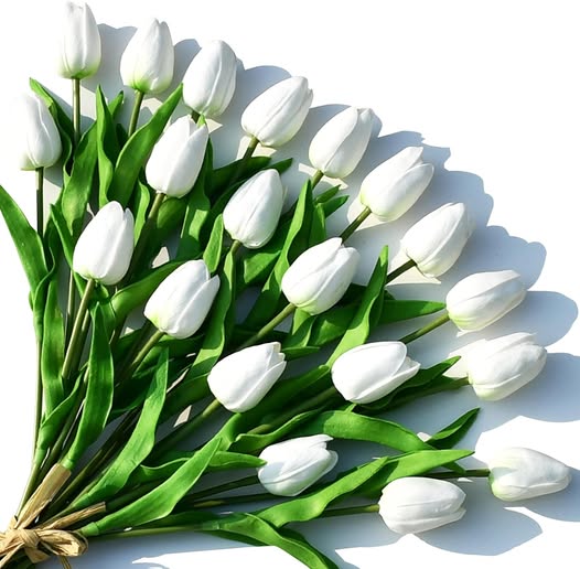 ONLY ART Artificial White Tulips