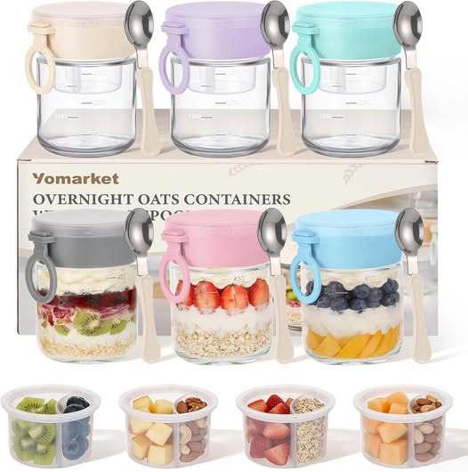 Yomarket Overnight Oats Containers 6-Pack