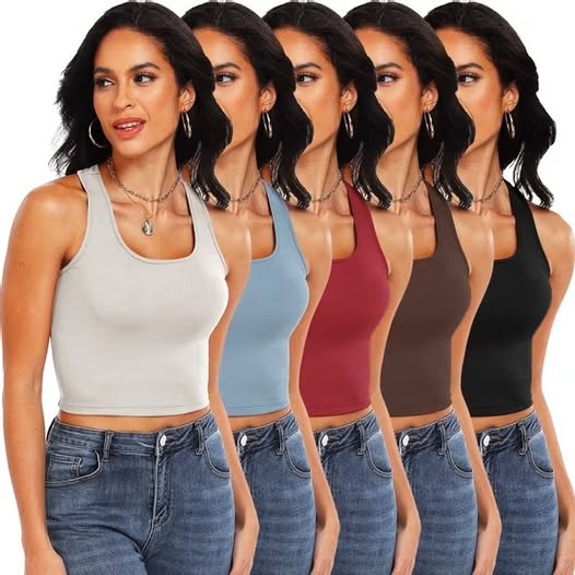 Cadmus 5-Pack Ribbed Crop Tank Tops