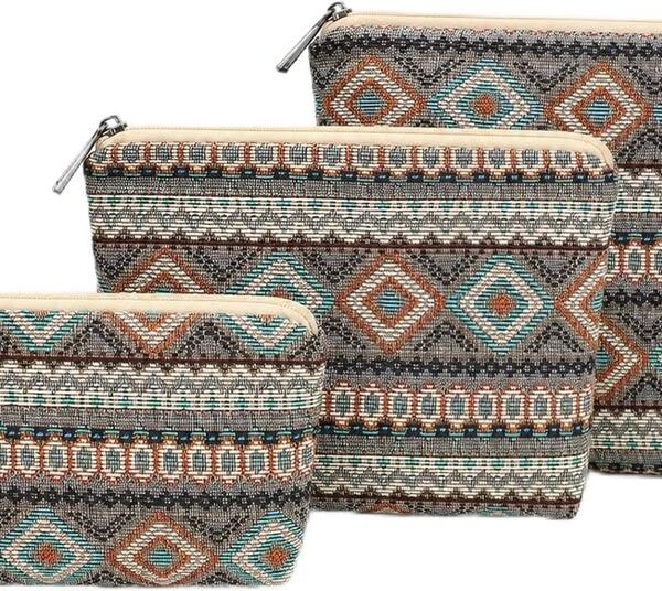 3-Pack Floral Cosmetic Bag Set