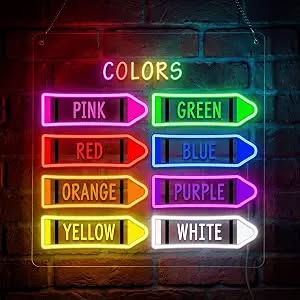 Classroom Crayon Colors LED Neon Sign