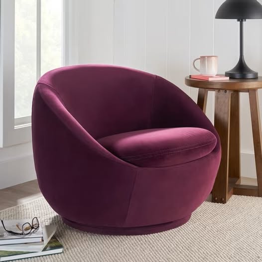 Mira Swivel Accent Chair, Merlot Velvet