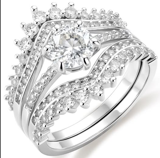 APSVO CZ Eternity Wedding Ring Set