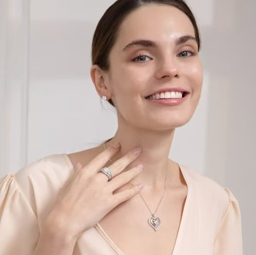 925 Sterling Silver 1CT Heart Moissanite Necklace