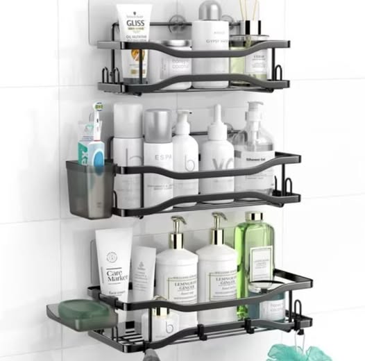 3-Pack Stainless Steel Adhesive Shower Caddy Shelves