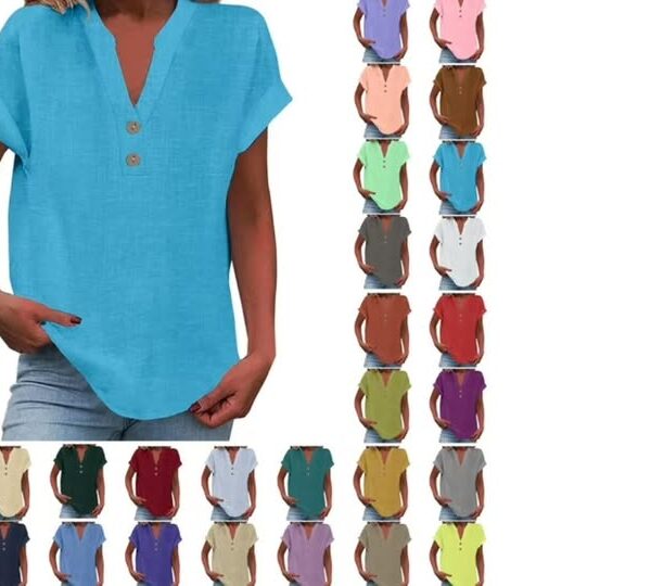 Women's V-Neck Button Blouse