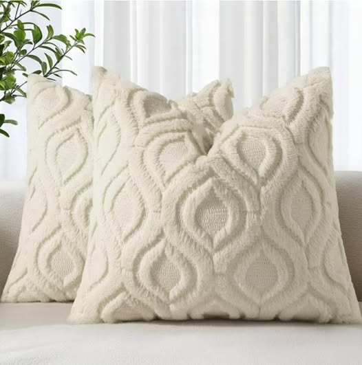 2-Pack 18x18 Soft Plush Faux Wool Pillow Covers