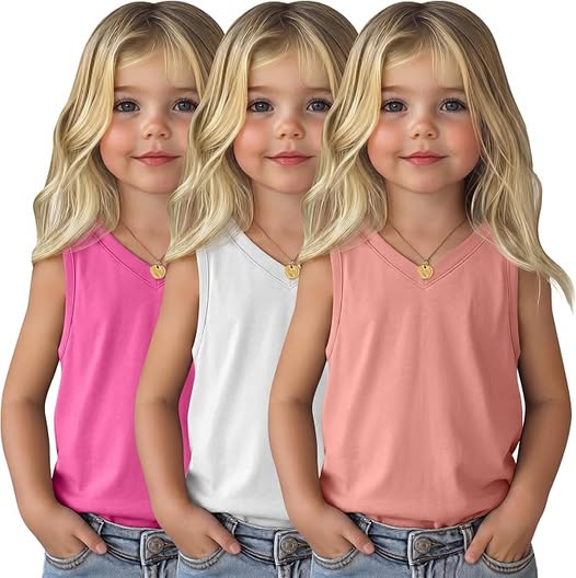 3-Pack Toddler Girls V-Neck Tank Tops
