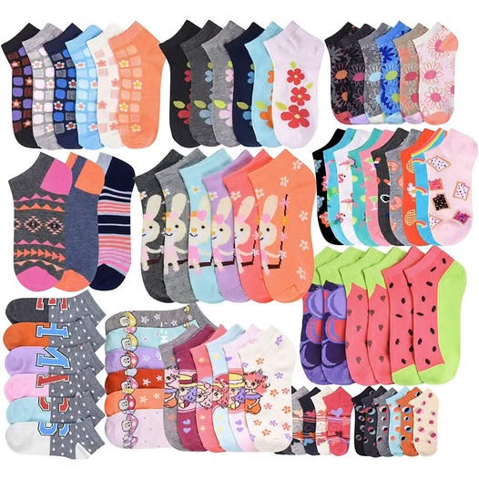 Girls' Pack of 12 Pairs Mystery Low Cut Ankle Socks