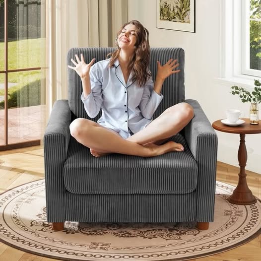35.5" Corduroy Oversized Reading Accent Chair