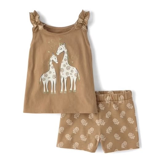 Toddler Girls 2-Piece Sleeveless Ruffle Outfit Set