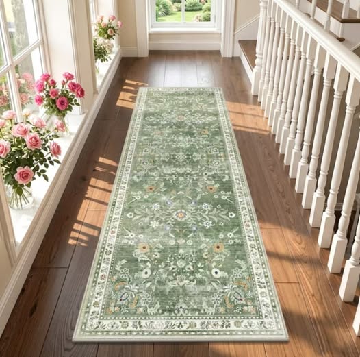 2'x6' Boho Washable Floral Runner Rug