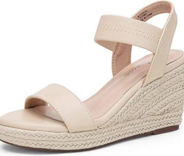 Women's Open-Toe Espadrille Wedge Sandals with Ankle Strap