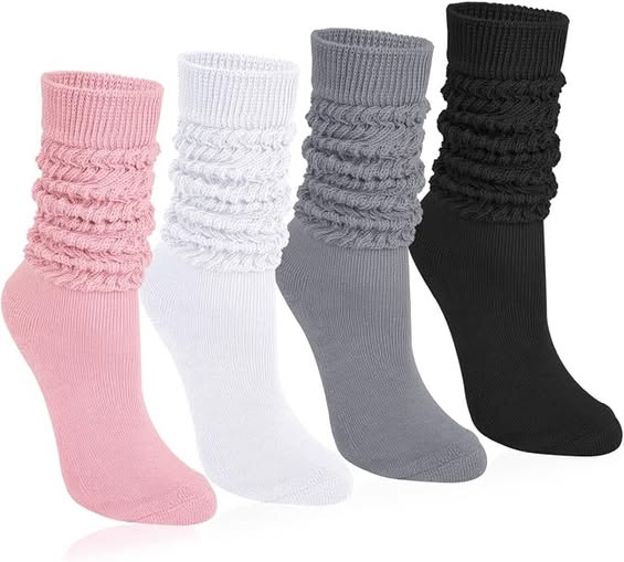 4-Pairs Women's Slouchy Knee-High Knit Socks