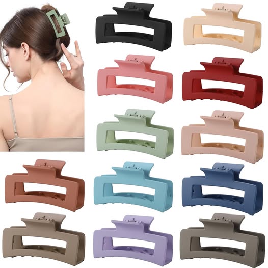 12-Pack 3.5" Square Hair Claw Clips