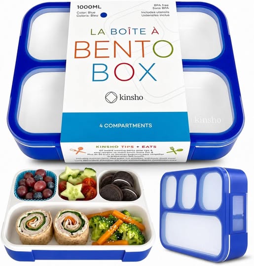 4-Compartment Bento Lunch Box with Utensils