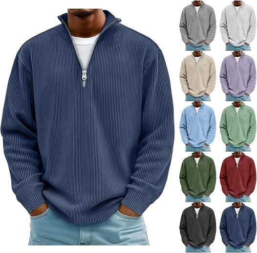 50% 0FF Men's Quarter-Zip Mockneck Lightweight Pullover