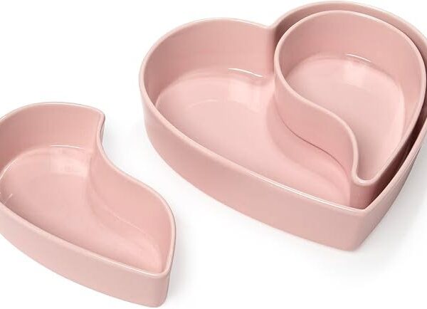 3-Piece Ceramic Heart Serving Dish Set