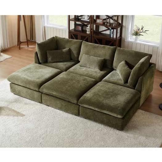 Oversized Modular Corduroy Sectional Sofa with Ottoman Chaise