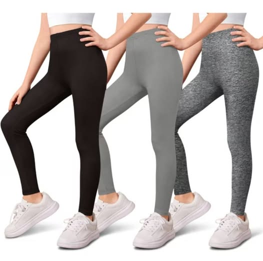3-Pack Girls Leggings- Elastic Waist Soft Leggings for Girls