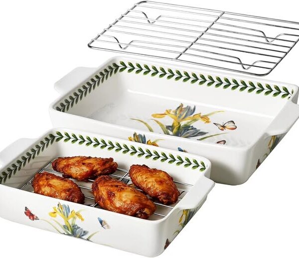 4-Piece Ceramic Casserole & Baking Dish Set with Roasting Racks
