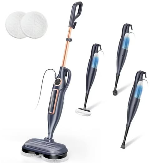 Mop with Rotating Pads, 10 in 1 Scrubbing Steam Vacmop for Kitchen