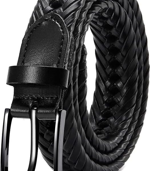 Mens Leather Braided Woven Belt