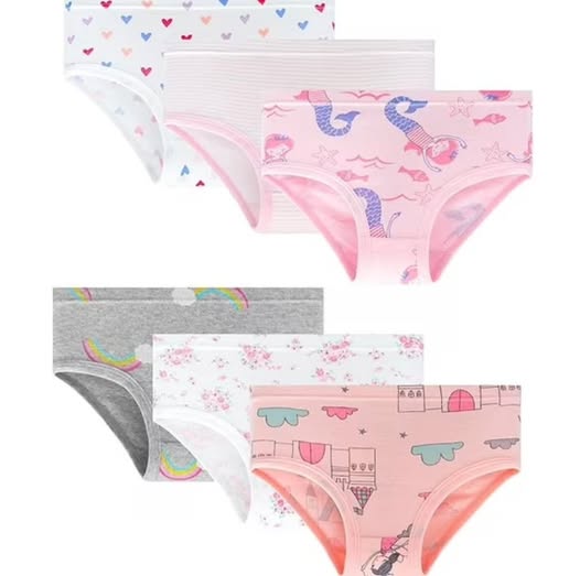 6-Pack Girls' Soft Cotton Briefs for Ages 2–8