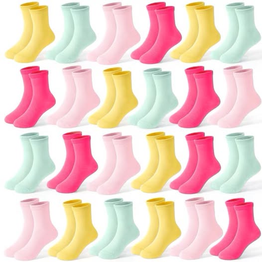 Colorful Athletic Crew School Socks for Ages 1-14