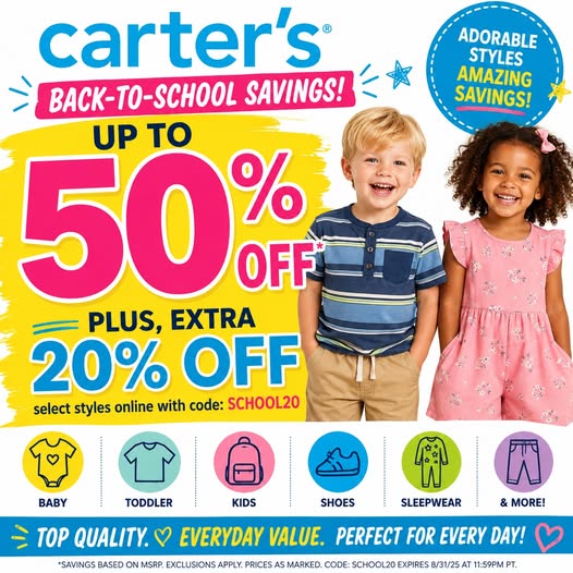 50% OFF CARTER’S SALE ALERT!