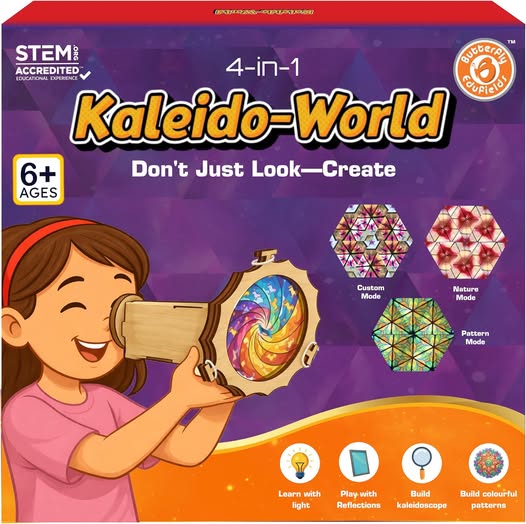 4-in-1 DIY Wooden Kaleidoscope STEM Kit for Kids