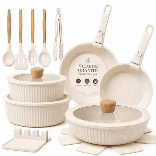 75% OFF 22-Piece Nonstick Stackable Cookware Set with Detachable Handle