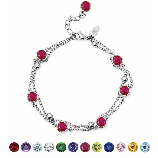 3.5-Carat July Ruby Birthstone Double-Layer Bracelet